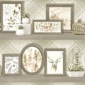 Miniatyrbillede 1 af 2: Stag Frames Tapet Dyreprint Fasan Blomster Beige Grå Holden