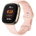 Pikkukuva 1 / 11: Pehmeä silikoninen kellon ranneke, korvaava ranneke Fitbit Versa 3/Fitbit Sense -kelloon Sand pink S