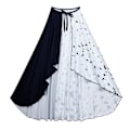 Pikkukuva 5 / 11: Elokuva Cruella De Vil Cosplay Asut Lasten Puku Mustavalkoinen Piikatytön Mekko Halloween Juhlapuku Viitalla Peruukilla 80589dress cloak 01 120