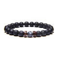 Pikkukuva 3 / 11: Helmirannekoru miehille, luonnonmukainen vulkaaninen kivihelmi, tiibetiläinen Buddha-chakra, laavakivihajotinrannekorut, miesten muoti, uudet korut Style 9