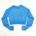 Miniatyrbild 6 av 11: Yoga Set Långärmad Crop Top T-shirt Leggings Träningsdräkt För Kvinnor Gray Set S