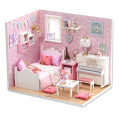 Miniatyrbild 1 av 11: Cutebee DIY Dockhus Kit Med Möbler LED-lampor DIY Miniatyr Byggnad Litet Hus Träleksaker för Barn Vuxna As  photo H15A