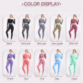 Miniatyrbilde 3 av 11: Yoga Sett Treningsklær Langermet Crop Top Høyt Liv Leggings For Kvinner 2E-dark grey L