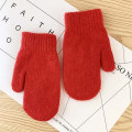 Miniatyrbilde 6 av 11: Damelag med dobbelt lag kaninhårhansker vinter Koreansk versjon ensfarget alle fingre vinter damehansker jentevotter Light gray One Size