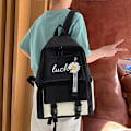 Miniatyrbillede 1 af 11: Canvas Piger Mode Skoletaske Stor Kapacitet Studerende Koreansk Rygsæk All-match Multifunktionelt 4-delt Sæt Bolsa Sac A Dos 1 piece black2