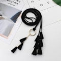 Miniatyrbillede 2 af 4: Fashionable kvinder ensfarvet flettet kvastbælte Boho piger tynde taljereb strikkede bælter til kjole taljebånd tilbehør Camel One Size