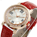 Miniatyrbillede 4 af 9: Mobil Diamant Dameur Casual Mode Dameur Damebælte Quartz Ur Red