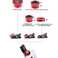 Miniatyrbild 2 av 9: 3-i-1 Fisheye-objektiv 0,67X Vidvinkel Zoom Fisheye Makroobjektiv Kamerakit med Clip Universellt Objektiv för iPhone 13 Xiaomi Huawei Red