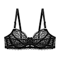 Miniatyrbillede 1 af 4: Ultratynd Plus Size Dame Undertøjs BH Solid Gennemsigtig Blonde Dame BH Black 42C