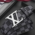 Miniatyrbild 1 av 8: Business Casual Automatiskt Spänne Bälte Exklusivt Äkta Läder Mode Rutmönster All-Match Byxbälte Alloy XL silver black plaid 115cm