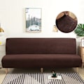 Miniatyrbild 8 av 11: 15 Färger Polar Fleece Sofföverdrag för Bäddsoffa Utan Armstöd Vikbar Bänk Överdrag Sofföverdrag X/Z/D Storlek För Hem Hotell Black 2xpillowcase 45x45cm
