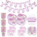 Pikkukuva 3 / 11: Yksisarvisen kertakäyttöastiat Yksisarvisjuhlatarvikkeet Paperilautaset Mukit Servetit Yksisarvisen syntymäpäiväjuhlakoristeet Babyshower Tyttö Number4 Set