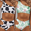 Pikkukuva 4 / 7: Uimapuku Seksikäs Korkea Vyötärö Monivärinen Painettu Bikini Naisten Fissio Uimapuku Bikini Cows pattern M