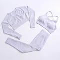 Miniatyrbild 9 av 11: Yoga Set Träningskläder Träningsdräkt Höga Midjebyxor Sport-BH:ar För Kvinnor Top Pants-Gray L