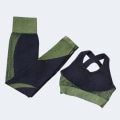 Pikkukuva 10 / 11: Joogasetit Pitkähihainen Paita+Urheiluliivit+Saumattomat Leggingsit Treenaus Juoksu Vaatteet Kuntosalivaatteet 3pcs Gray M