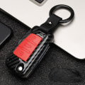 Miniatyrbilde 5 av 6: ABS Karbonfiber Silikon Bilnøkkel Deksel Beskyttelsesetui for A3 A4 A5 C5 C6 8L 8P B6 B7 B8 C6 RS3 Q3 Q7 TT 8L 8V S3 Nøkkelring Red