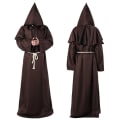 Pikkukuva 6 / 8: Keskiaikainen Halloween Kristillinen Munkki Pappi Kaapu Noidan Velhon Viitta Cape Juhla Kuolema Aave Vampyyri Paholainen Demon Cosplay Asut Green M