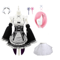 Miniatyrbild 1 av 11: Ram/Rem Cosplay Re:zero Kara Hajimeru Isekai Seikatsu svart blå röd Kostym Maid Servant Klänning package 10 XXXL