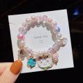 Miniatyrbilde 8 av 11: Barneperle Tegneseriearmbånd Søtt Gradientfarge Armbånd Jente Baby Dekor Beaded Armbånd Armbåndstilbehør 1# pink ice cream
