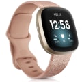 Pikkukuva 11 / 11: Kellon ranneke Fitbit Versa 3 -rannekkeelle Silikoninen ranneke Vaihto Fitbit Sense -rannekkeelle Correa-lisävarusteet Ruusukulta Hopea black size L for Versa3