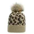 Miniatyrbilde 5 av 8: Høst og Vinter Strikket Lue Dame Leopardtrykk Ullstrikket Lue Moderne Varm Stor Pelsdusk Lue Dark red