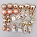 Miniatyrbilde 5 av 11: Julekuler Rød Polkagris Hengende Ornament Store Anheng Sett Julepynt Til Hjemmet 2024 Natal Navidad Nyttår Rose Gold-29pcs