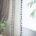 Miniatyrbillede 3 af 6: Boho Gardiner Geometrisk Stribede Gardiner Soveværelse Stue Panel med Kvaster Linned Gardiner Færdig Drapering Boligindretning A W150xL200cm