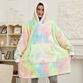 Miniatyrbilde 2 av 11: Vinter Oversized Hettegenser Teppe Med Ermer Fleece Genser Rutete Hette Dame Lomme Hettegenser Oversize Mykt Teppe hmy623 baby pink One Size