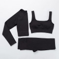 Pikkukuva 1 / 11: Jooga-asu Fitness Joogasetti Treenausvaatteet Leggingsit Rintaliivit Naisille 3 pcs sets black L