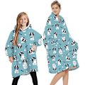Pikkukuva 5 / 11: Loalirando Oversized Hupparipeitto Pehmeä Fleece Hupparipeitto Naisille Miehille Lapsille Puettava Huppupeitto Isollla Taskulla Grey - Sheep One Size