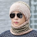 Miniatyrbild 9 av 9: Ny Unisex Vintermössa med Fleecefoder Ull Varm Stickad Mössa Set Tjock Mjuk Stretch Vintermössor För Män Kvinnor Fritid Beanie Mössa Red 55cm-62cm
