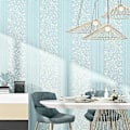 Miniatyrbillede 4 af 5: Moderne Simpelt Soveværelse 3D Stereo Stue Hvide Lodrette Striber Non-woven Tapet Europæisk TV Baggrund Tapet lyseblå light blue