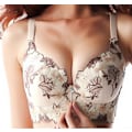Miniatyrbild 1 av 5: Broderad BH för Kvinnor Sexig Push Up BH C D Kupa Underkläder Beige 34D
