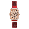 Miniatyrbillede 5 af 9: Dekorativ dameur med mesh-rem, trendy stjernebesat krystal tøndeformet quartz ur, dekorativt dameur Purple