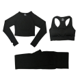 Pikkukuva 1 / 11: Joogasetti Kuntosalivaatteet Verryttelypuku Topit ja Leggingsit Fitness-urheiluun 3PCS black color M