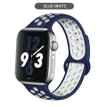 Miniatyrbilde 1 av 11: Silikonrem for Apple Watch-reim 44mm 40mm 38mm 42mm Pustende håndledd Sportsbelte armbånd iWatch serie 5 4 3 2 SE 6 klokkereim Midnight blue white 42MM or 44MM-S M