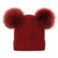 Miniatyrbillede 8 af 9: Vinterstrikket hue til børn og kvinder uldhue par fluffy bold hue vinterhue ensfarvet med pels mor og baby forældre-barn hue #4 Gray M code (4 years old-adult)