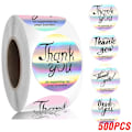 Miniatyrbillede 10 af 11: 100-500 stk. Regnbue Laser Tak Stickers 2,54 cm Små Virksomheds Stickers Klæbeetiketter til Butikker Indpakningsmaterialer QY1375-100pcs