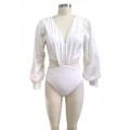 Pikkukuva 1 / 9: Painettu pitkähihainen bikini seksikäs yksiosainen uimapuku naisten plus-kokoinen uima-asu White XL