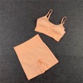 Pikkukuva 1 / 11: Jooga Rintaliivit Crop top Urheiluliivit Treenausasu Saumaton Polyesteri Kuntosalisetti 2pcs Orange L