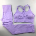 Miniatyrbillede 4 af 5: Yoga Sæt Dame Fitness Tøj Sportstøj Leggings Polstret Push-up BH army green S