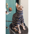 Miniatyrbild 1 av 4: Kattkläder för Sphinx Nakenkatt Randiga Kläder Varm Stickad Tröja Husdjurskläder Katt Leverantör XS till XL Navy Blue XL