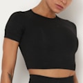 Pikkukuva 11 / 11: Saumattomat neulotut urheilushortsit lyhythihaiset shortsit joogavaatteet kuntoilupuku seksikkäät treenivaatteet naisille 9149 short sleeve-wine red M