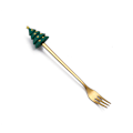 Miniatyrbillede 1 af 11: Tegneserie Bordservice Kattepote Ske Sød Dessert Ske Rustfrit Stål Ske Dukke Dessert Frugt Gaffel Golden Fork-Christmas round tree