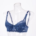 Miniatyrbilde 3 av 5: Dame Sexy BH Blomsterblondebroderi Transparent Supertynn Undertøy Pustende BH-er Black 36B