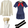 Miniatyrbillede 10 af 10: Anime My Hero Academia Boku No Hero Academia Cosplay Kostume Himiko Toga JK Uniform Sweater Frakke Halloween Tøj A1 One size XL