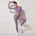 Pikkukuva 4 / 11: Joogasetti Naisten treenivaatteet Fitness-vaatteet Pitkähihainen jooga-asu BraPants Brown S