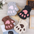 Miniatyrbild 3 av 11: Kawaii Katt Handskar för Kvinnor Mode Flickor Katt Klo Tass Plysch Vantar Varma Mjuka Plysch Korta Fingerlösa Halvfinger Vinterhandskar Khaki1 One Size