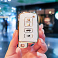 Miniatyrbild 6 av 10: 4 Knappar Bilnyckelfodral Skydd För Toyota Camry Corolla RAV4 Highlander Avalon 2015 - 2017 Smart Kontroll Skydd Skal Hållare grey keyring