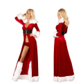 Pikkukuva 1 / 11: Jouluasu Seksikäs Nainen Halkio Cosplay Valkoinen Sametti Fleece Huivit Syvä Kiiltävä Body Lumityttö Asu Vuoden Mekko H1